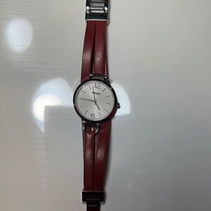 Fossil Burgundy Leather Strap Watch